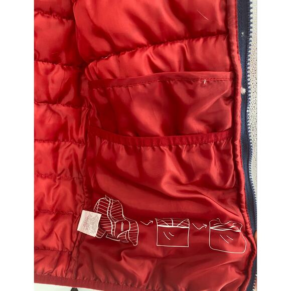 Swisstech Men 34-36 Blue Red Puffer Jacket Zip Packable Lightweight Coat FLAW - Picture 7 of 9